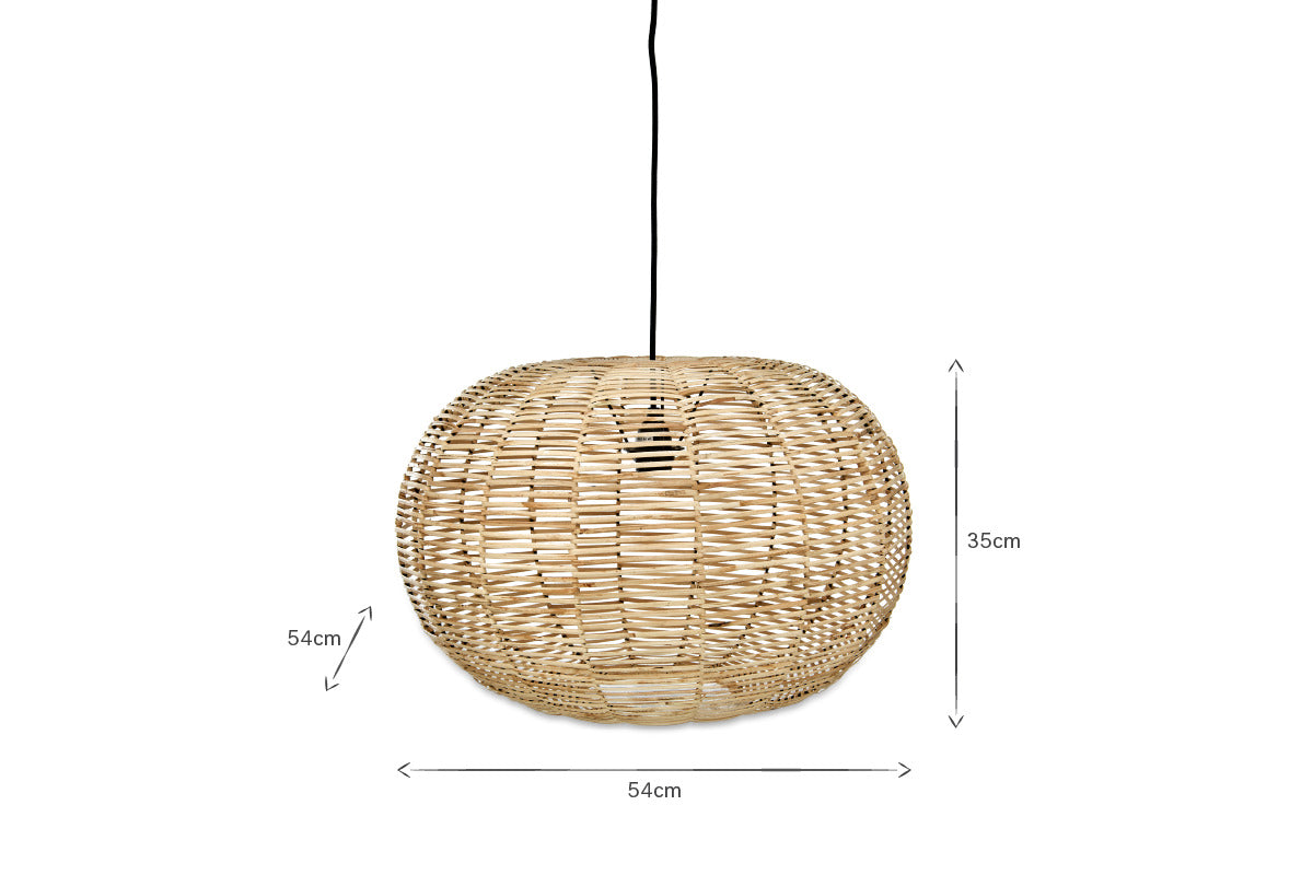Noko Wicker Round Pendant - Natural - Small