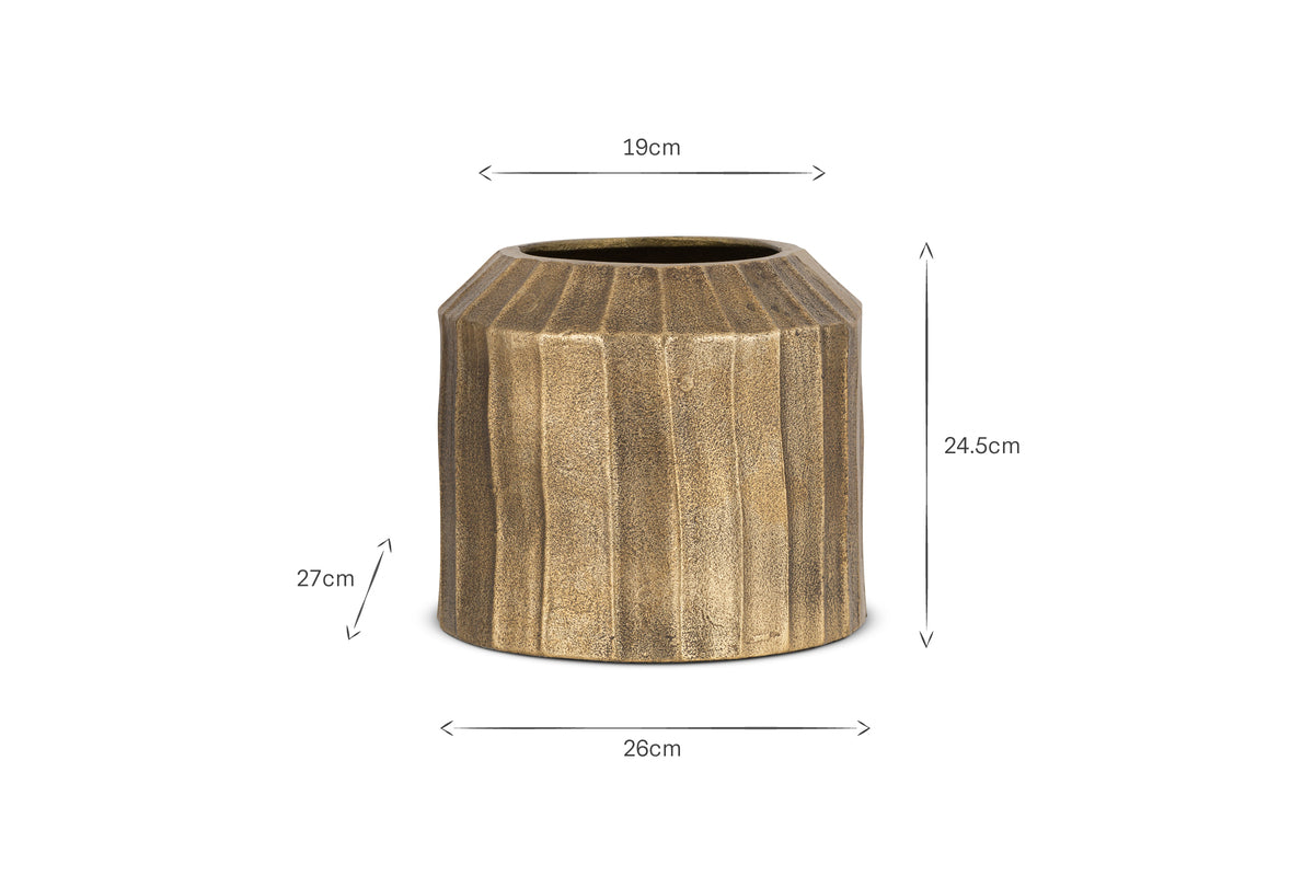 Nabara Cast Aluminium Planter - Antique Brass