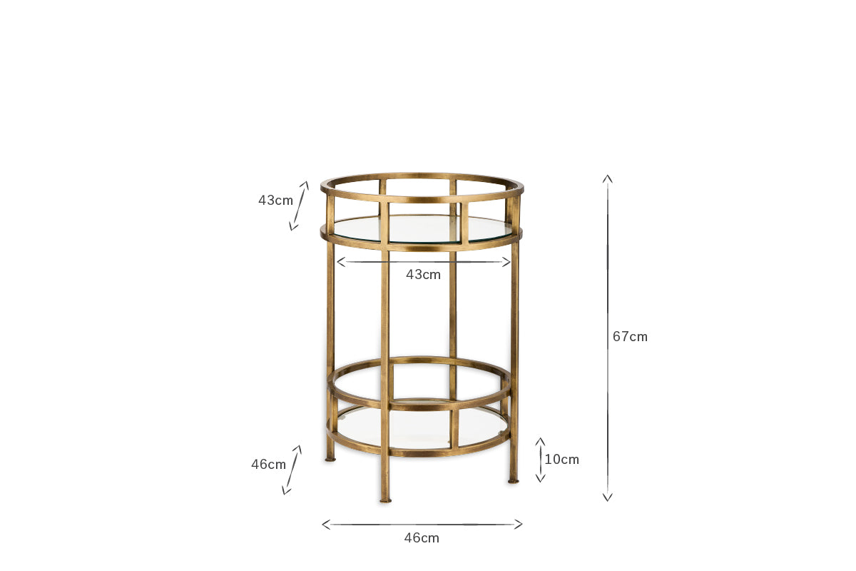 Nakuru Iron & Glass Drinks Table - Brass