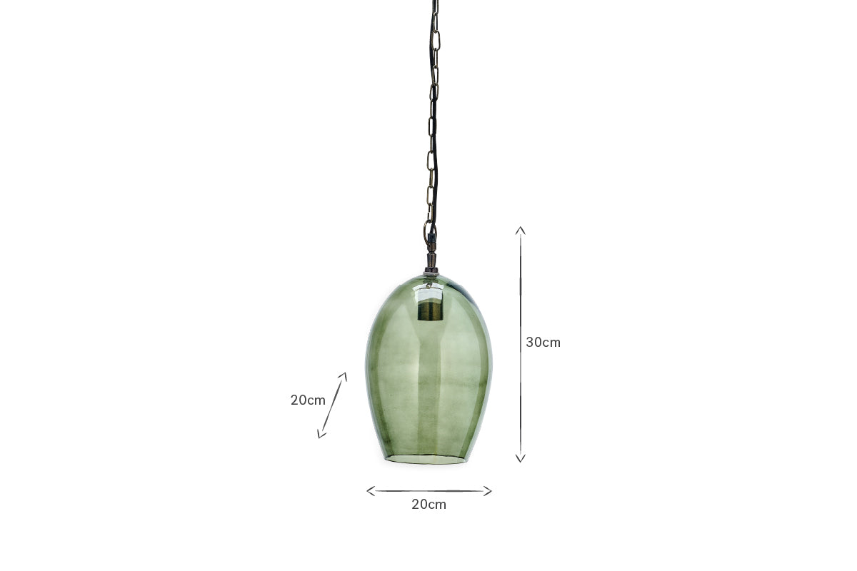 Otoro Recycled Glass Pendant - Green - Small Oval