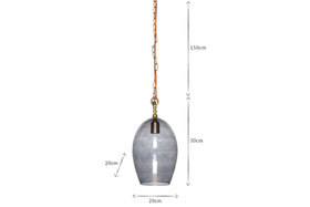 Otoro Recycled Glass Pendant - Smoke - Small Oval