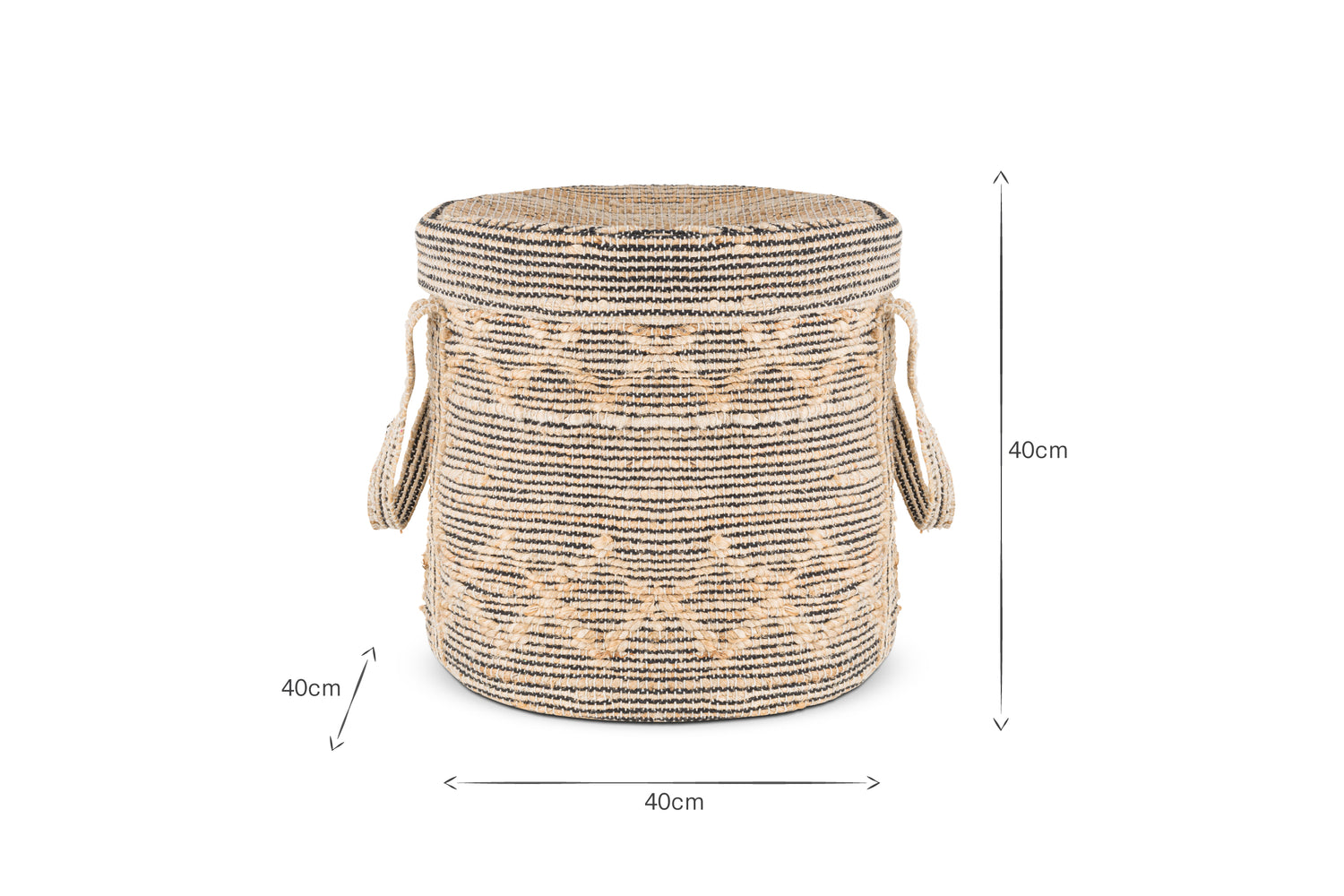 Padla Cotton & Jute Laundry Basket - Black & Natural