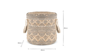 Padla Cotton & Jute Laundry Basket - Black & Natural