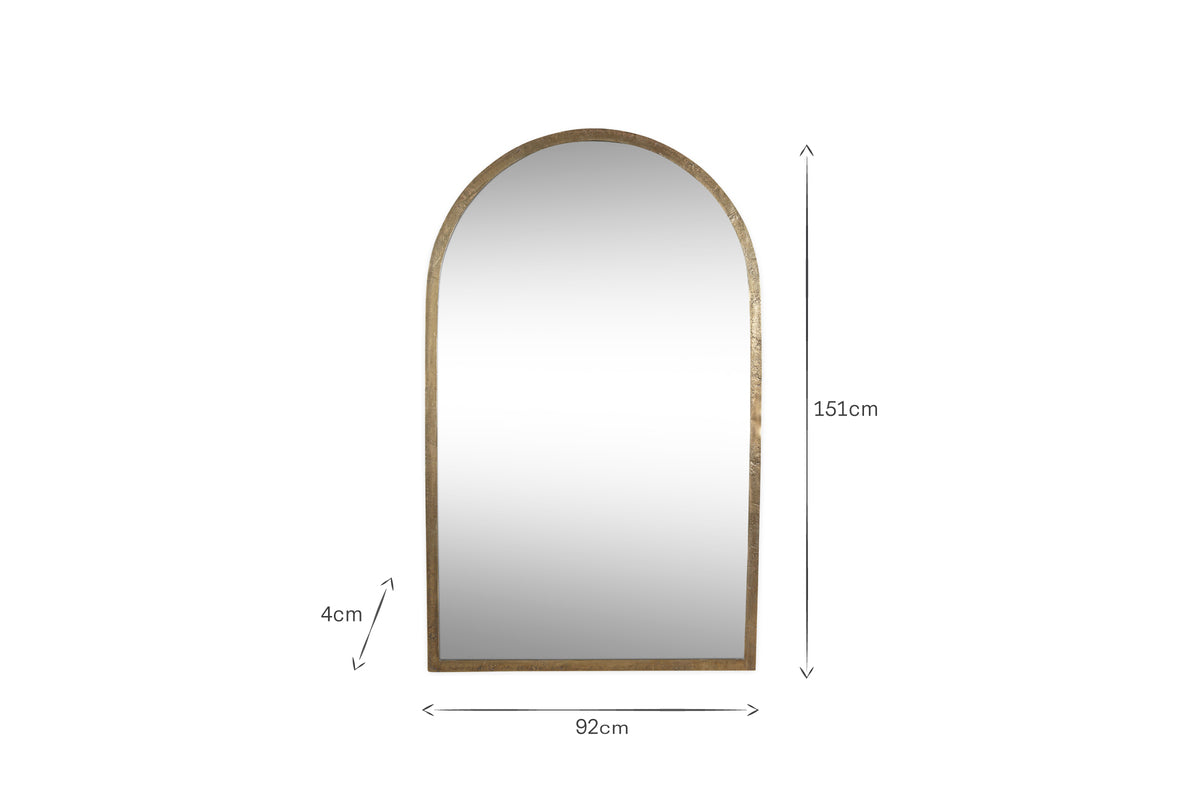 Murwara Full Length Arched Mirror - Antique Brass
