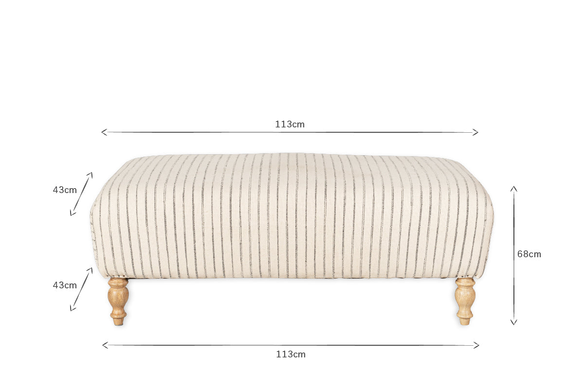 Sanja Stripe Upholstered Ottoman - Off White