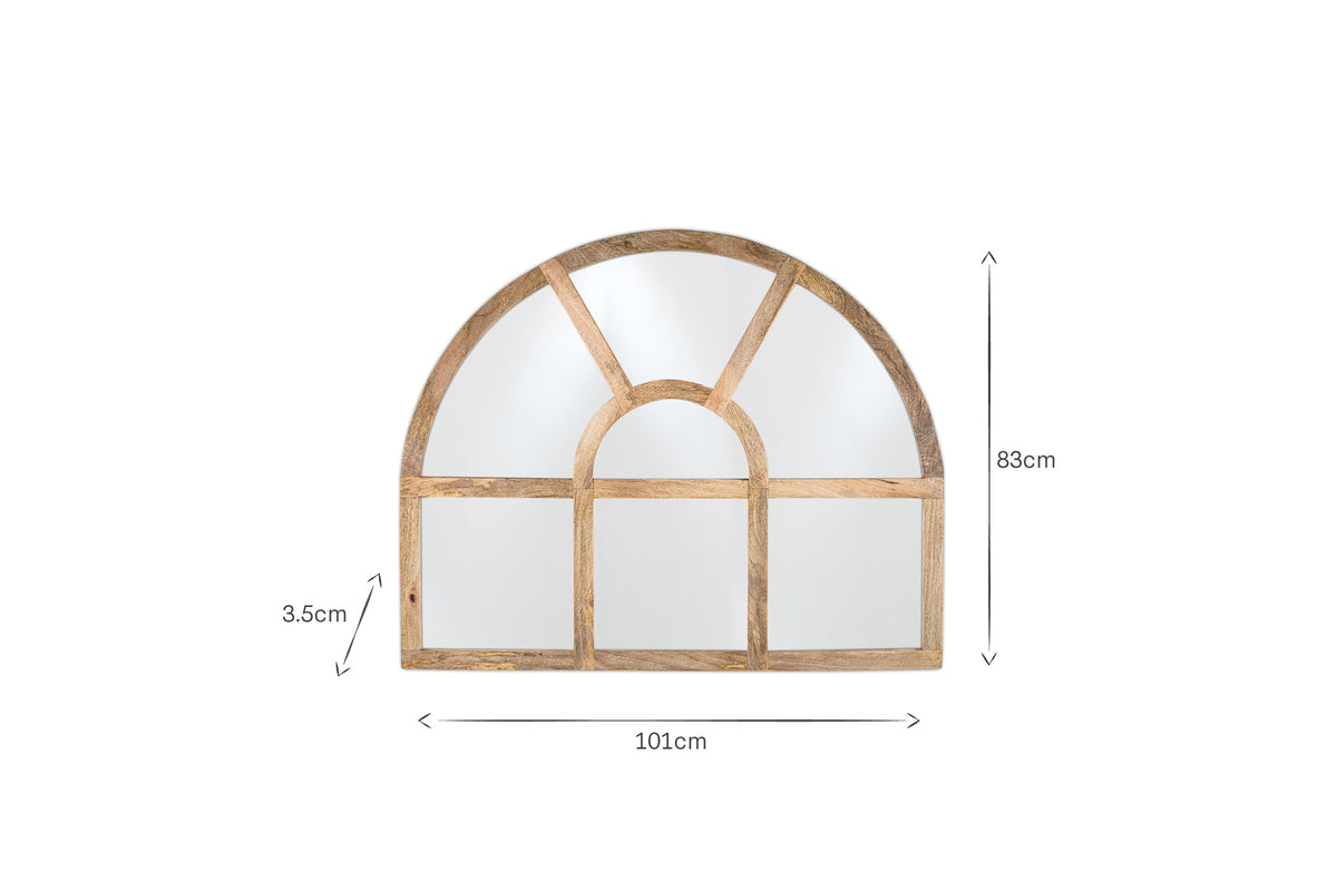 Sande Arched Mango Wood Mirror - Natural