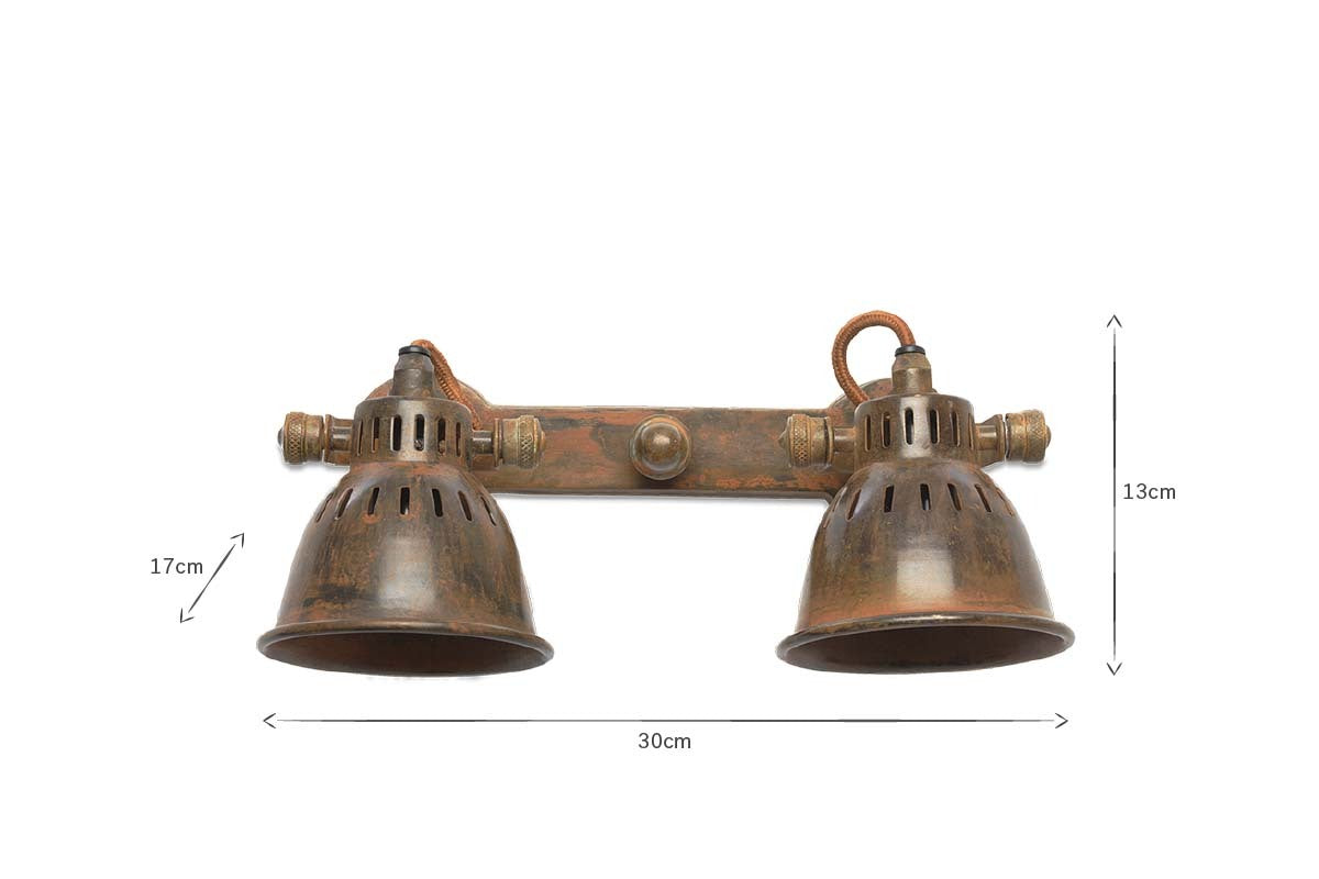 Tubu Brass Double Spot Light - Antique Brass