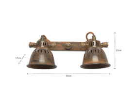 Tubu Brass Double Spot Light - Antique Brass