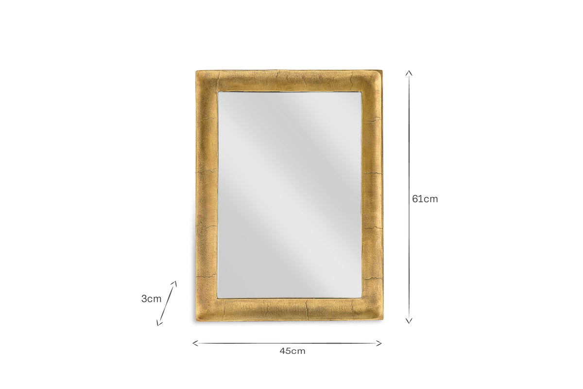 Yadur Rectangular Mirror - Antique Brass - Small