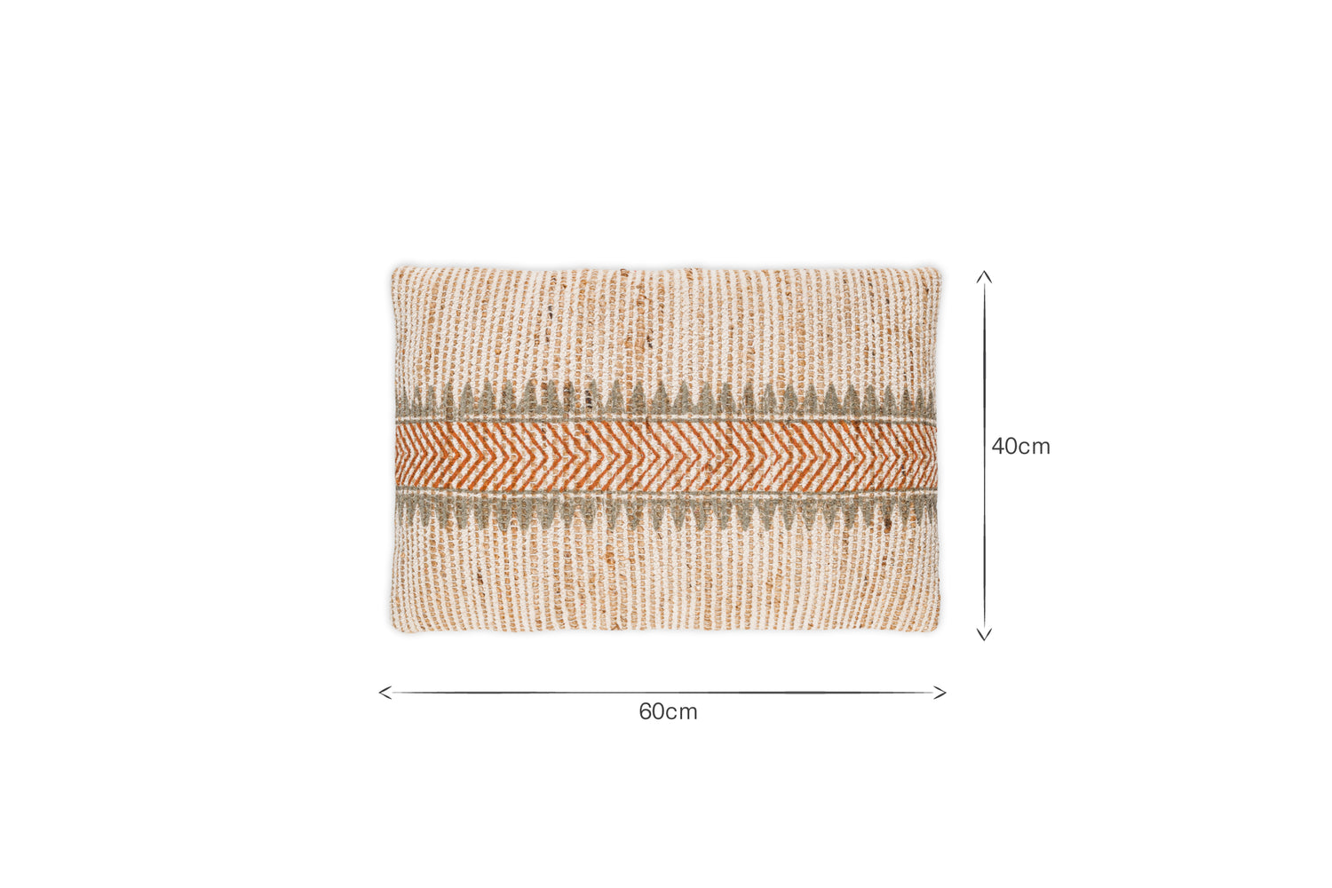 Zairya Jute & Cotton Cushion Cover - Natural & Rust - 60 x 40cm