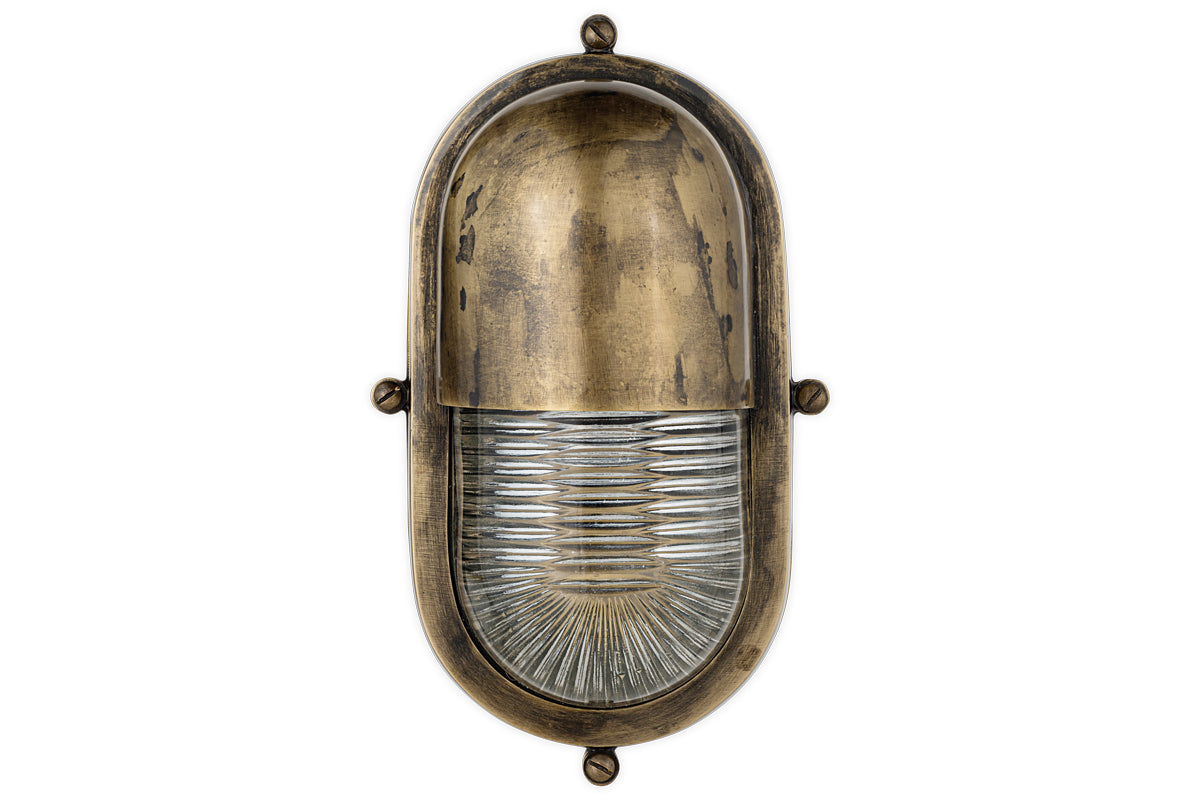 Denaya Outdoor Wall Lamp - Antique Brass-Trade nkuku