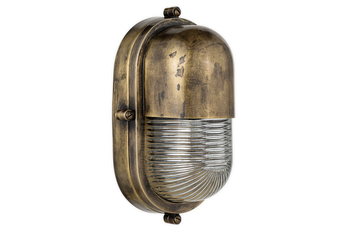 Denaya Outdoor Wall Lamp - Antique Brass-Trade nkuku