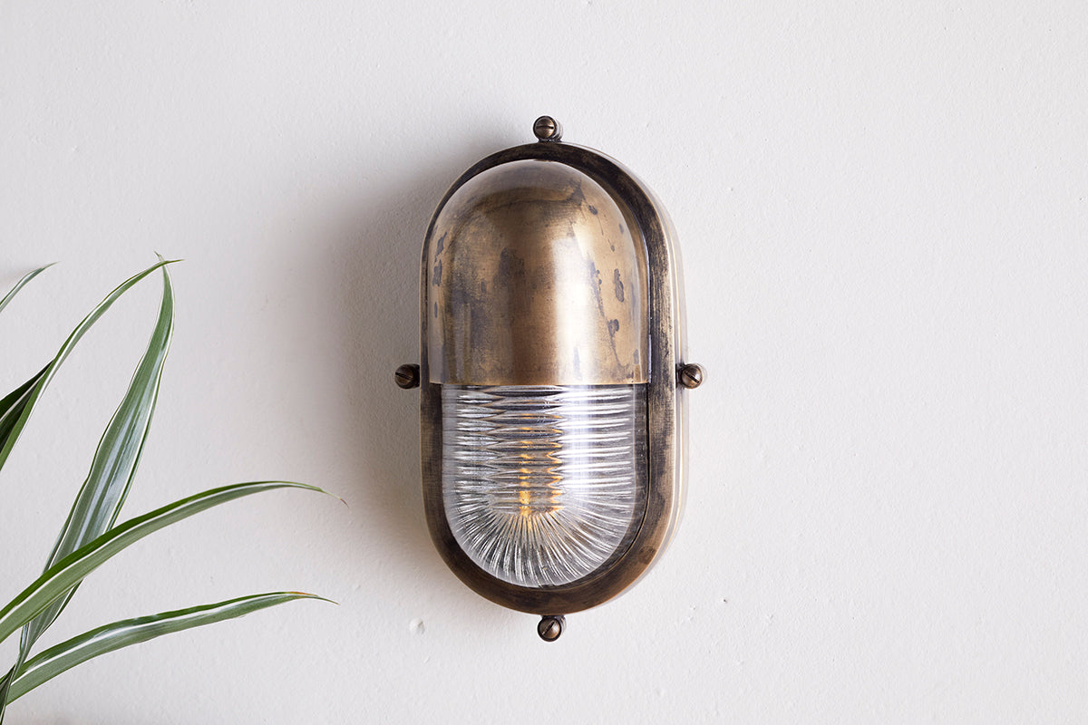 Denaya Outdoor Wall Lamp - Antique Brass-Trade nkuku