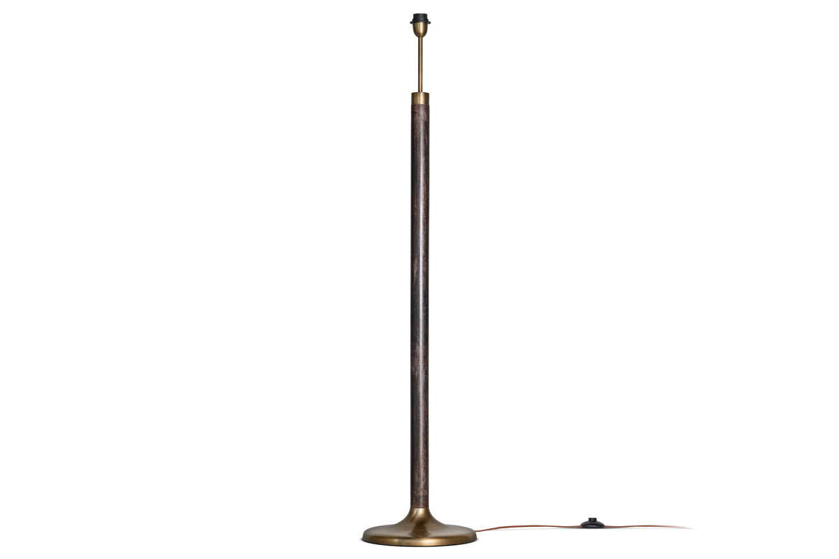 Digha Wood & Metal Floor Lamp - Dark Stain & Antique Brass