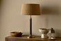 Digha Wood & Metal Table Lamp - Dark Stain & Antique Brass