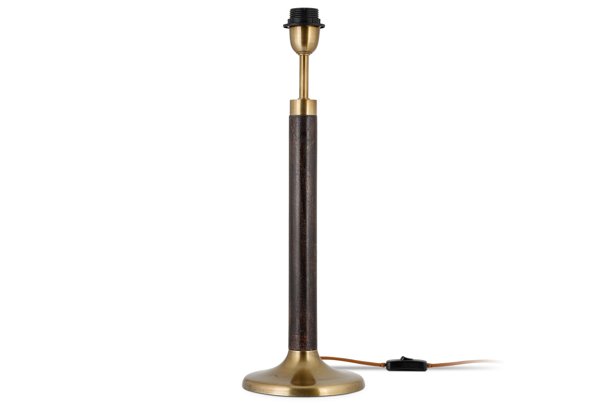 Digha Wood & Metal Table Lamp - Dark Stain & Antique Brass