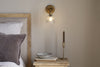 Davika Ribbed Glass Task Wall Lamp - Clear & Antique Brass