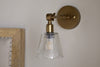 Davika Ribbed Glass Task Wall Lamp - Clear & Antique Brass