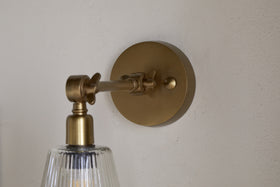 Davika Ribbed Glass Task Wall Lamp - Clear & Antique Brass