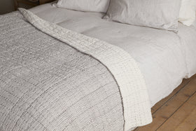 Dipti Cotton & Linen Block Print Bed Quilt - Charcoal