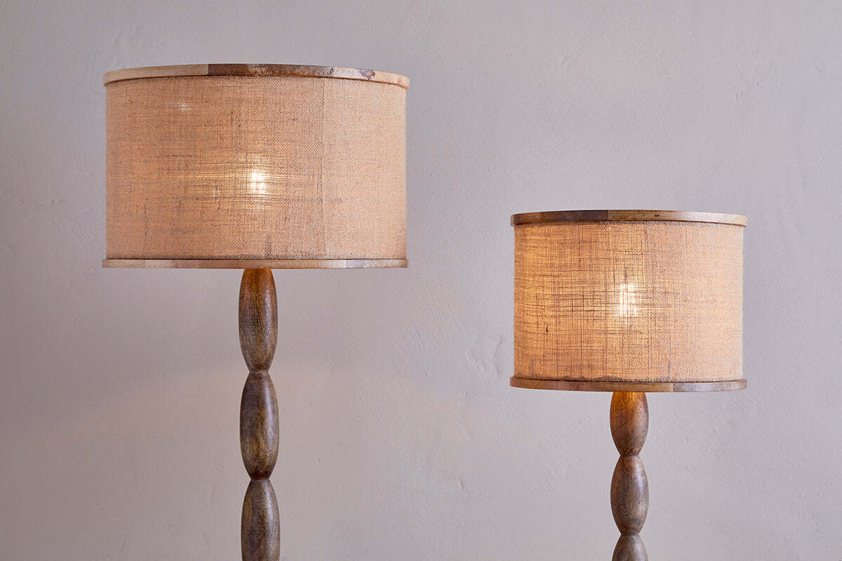 Darat Mango Wood & Jute Lampshade - Natural