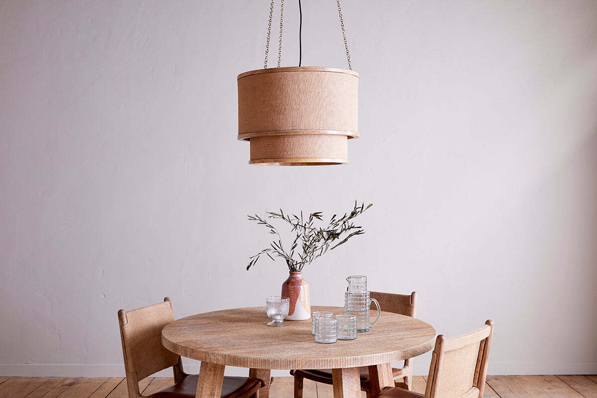 Darat Mango Wood & Jute Pendant - Natural