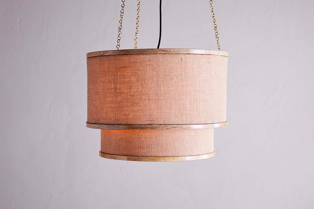 Darat Mango Wood & Jute Pendant - Natural