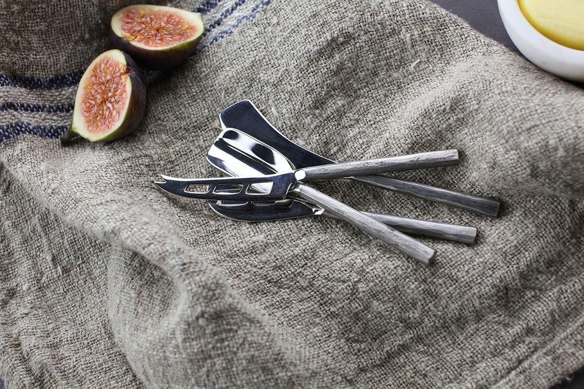 Darsa Cheese Knife Set - Brushed Silver (Set of 4)
