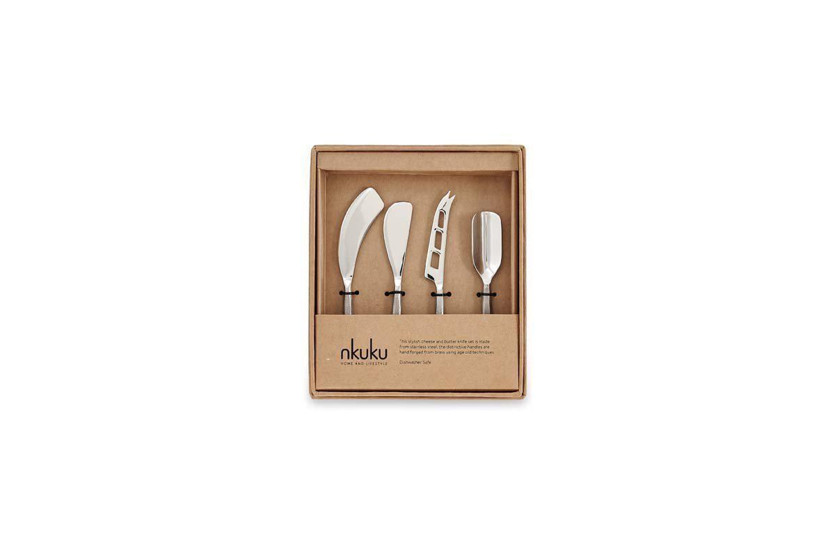 Darsa Cheese Knife Set - Brushed Silver (Set of 4)
