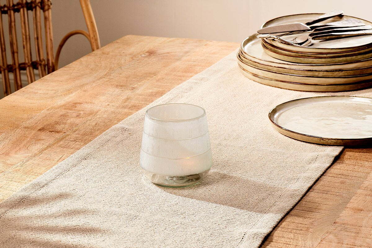 Dera Etched Recycled Glass Tealight Holder