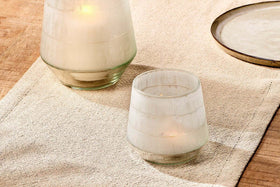 Dera Etched Recycled Glass Tealight Holder