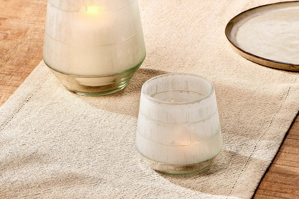 Dera Etched Recycled Glass Tealight Holder