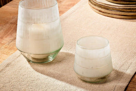 Dera Etched Recycled Glass Tealight Holder