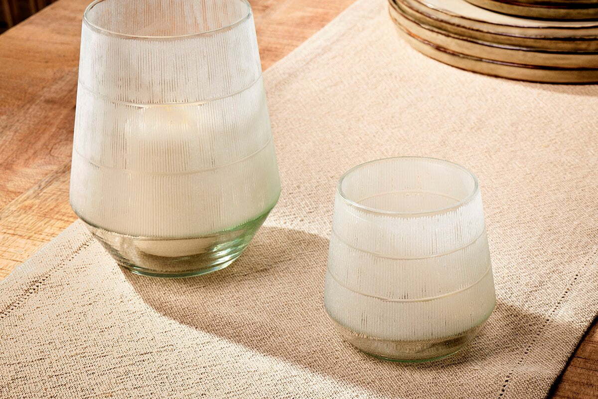 Dera Etched Recycled Glass Tealight Holder