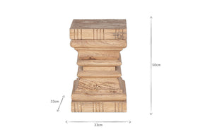 Disha Carved Mango Wood Side Table - Natural