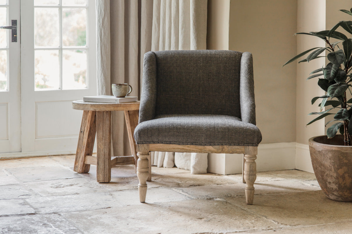 Elbu Deconstructed Jacquard Weave Armchair - Charcoal