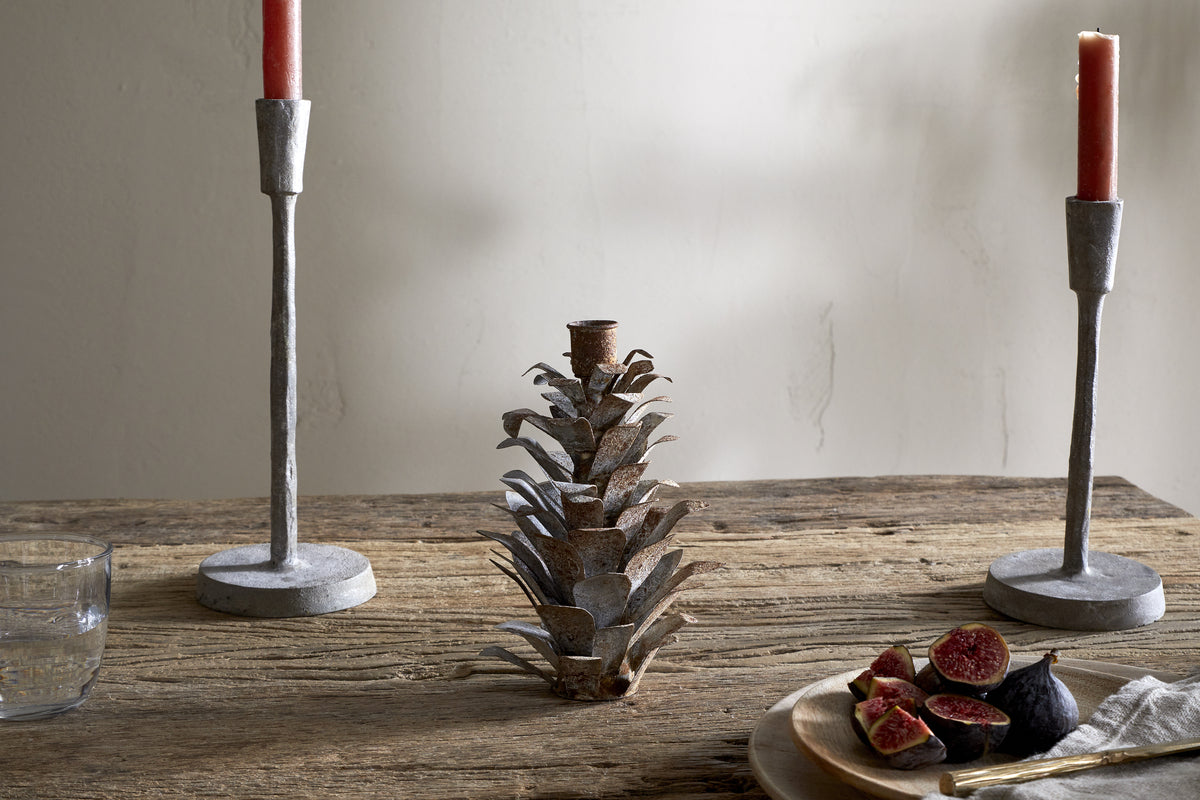Elagalu Pine Cone Candle Holder - Zinc