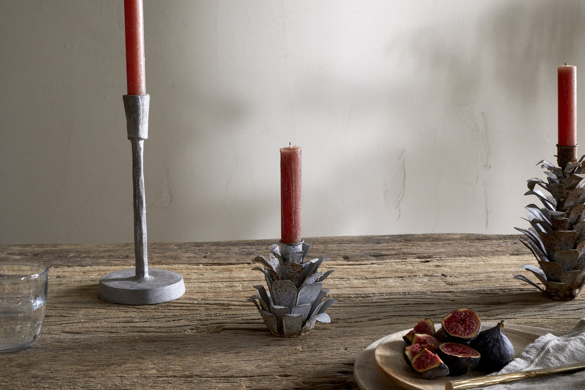 Elagalu Pine Cone Candle Holders - Zinc (Set of 2)