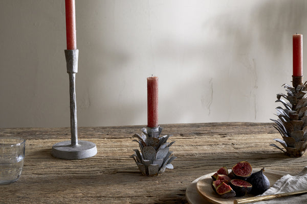 Elagalu Pine Cone Candle Holders - Zinc (Set of 2)