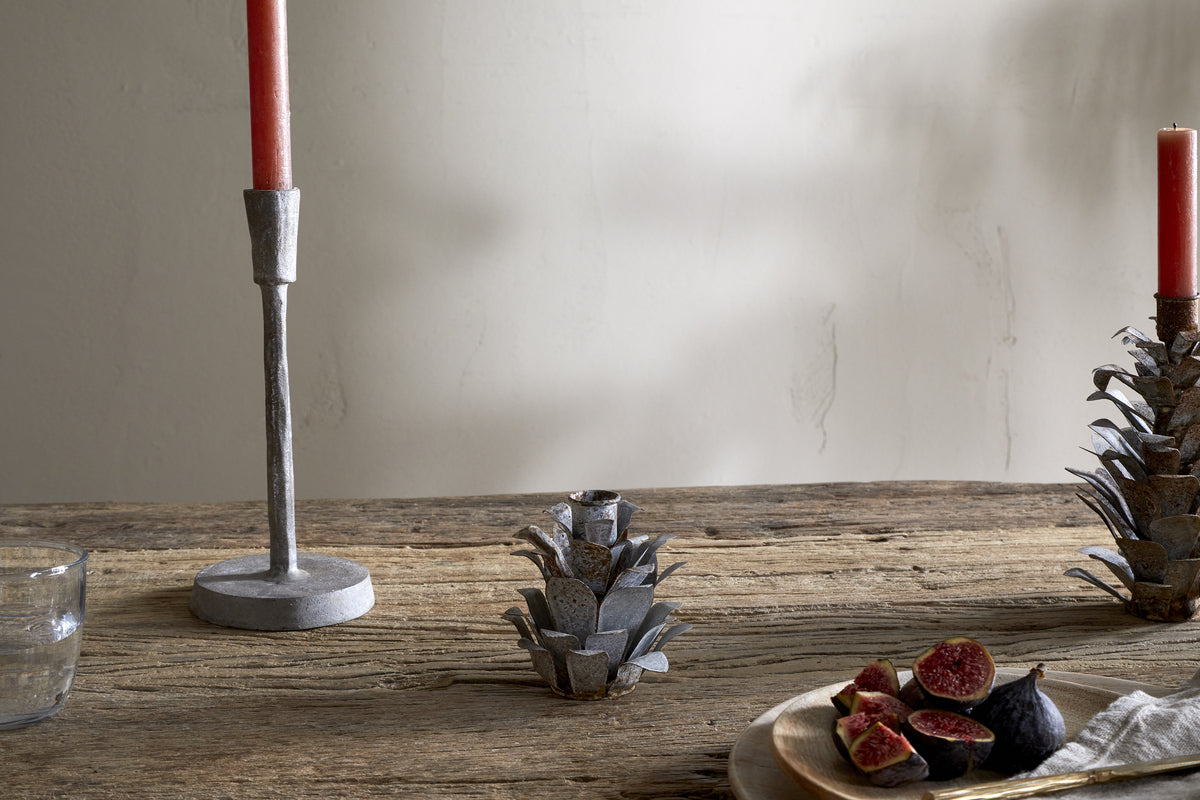 Elagalu Pine Cone Candle Holders - Zinc (Set of 2)