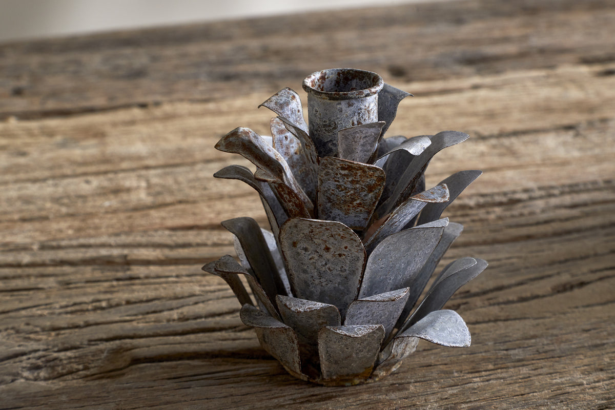 Elagalu Pine Cone Candle Holders - Zinc (Set of 2)