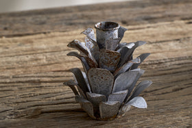 Elagalu Pine Cone Candle Holders - Zinc (Set of 2)