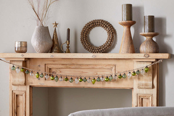 Ekiti Bauble Garland - Mixed Green & Clear