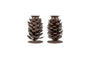 Elagalu Pine Cone Candle Stick - Rust (Set of 2)