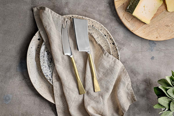 Ena Cheese Knife Set - Brushed Gold (Set of 2)