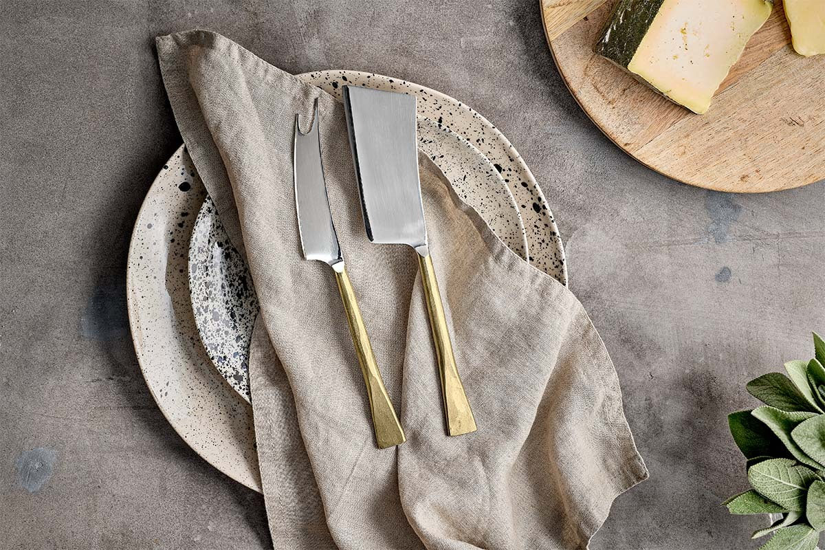 Ena Cheese Knife Set - Brushed Gold (Set of 2)