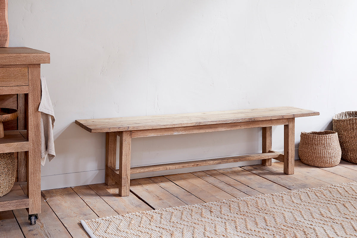 Fioni Reclaimed Wood Bench - Natural - Small-Trade nkuku