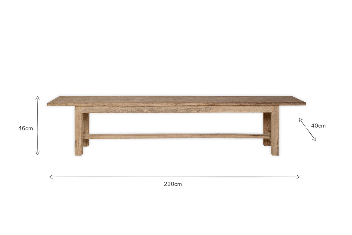 Fioni Reclaimed Wood Bench - Natural - Large-Trade nkuku