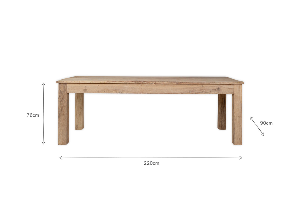 Fioni Reclaimed Wood Dining Table - Natural - Large-Trade nkuku