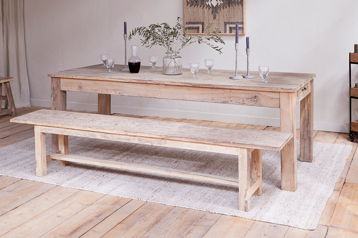 Fioni Reclaimed Wood Dining Table - Natural - Large-Trade nkuku